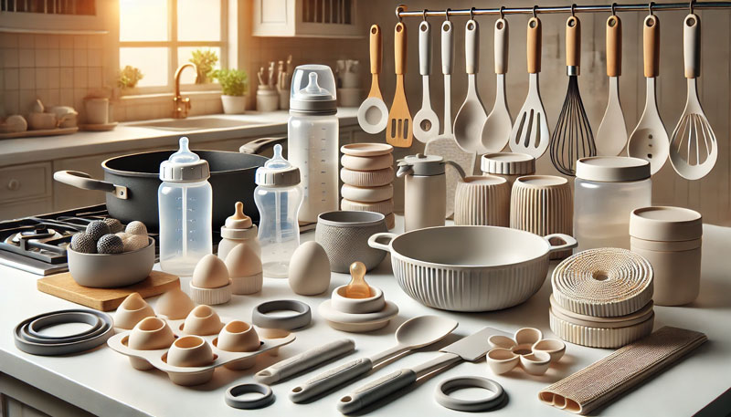 Küchenutensilien und Verbraucherprodukte mit Silikonkomponenten